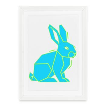 Geometric Bunny Low Poly Modern - Framed poster (27 × 37 cm) - white - Front