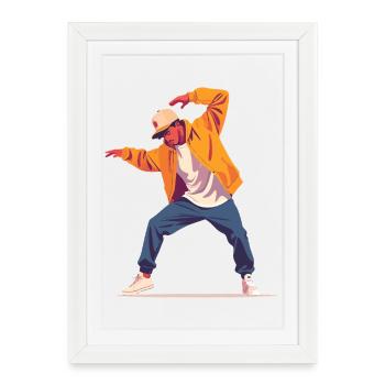 Motif de danse Personne en Breakdance Pose Dancer - Affiche encadrée (27 × 37 cm) - blanc - Devant