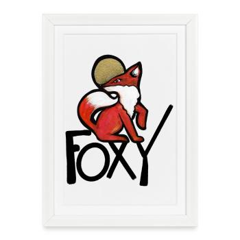 Renard Pourpre avec Auréole Or - Affiche encadrée (27 × 37 cm) - blanc - Devant