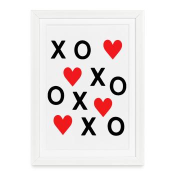 Cute Red Hearts Love Minimal Valentine Design - Framed poster (27 × 37 cm) - white - Front