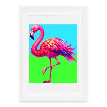 Flamant - Affiche encadrée (27 × 37 cm) - blanc - Devant