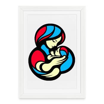 Mother and Child Color Block Style - Framed poster (27 × 37 cm) - white - Front