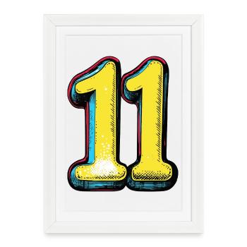 11 Nombre coloré - Affiche encadrée (27 × 37 cm) - blanc - Devant