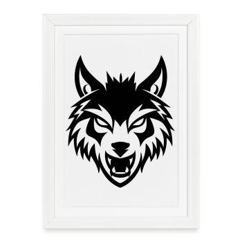 loup - Affiche encadrée (27 × 37 cm) - blanc - Devant