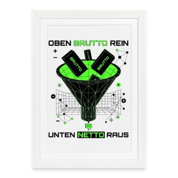 Le montant brut supérieur dans le bas net vers l’extérieur - Affiche encadrée (27 × 37 cm) - blanc - Devant