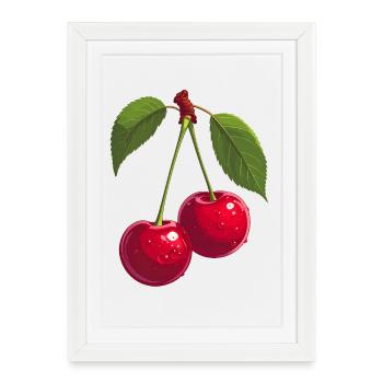 Cerises - Affiche encadrée (27 × 37 cm) - blanc - Devant