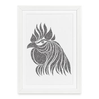 Fans de poulet - Coq - Coq - Poulet fleur - Bio - Affiche encadrée (27 × 37 cm) - blanc - Devant
