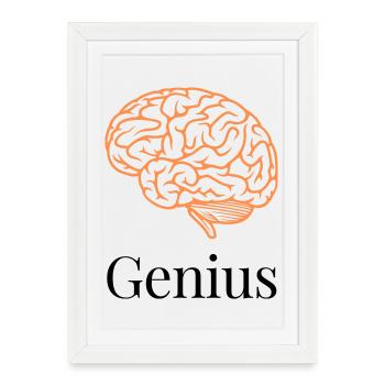 Brain in orange lines - Framed poster (27 × 37 cm) - white - Front