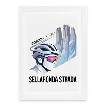 Pordoi Passo Sellaronda Strada Cycling Gradient Ar - Framed poster (27 × 37 cm) - white - Front