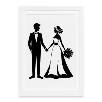 Mariée et marié - Affiche encadrée (27 × 37 cm) - blanc - Devant