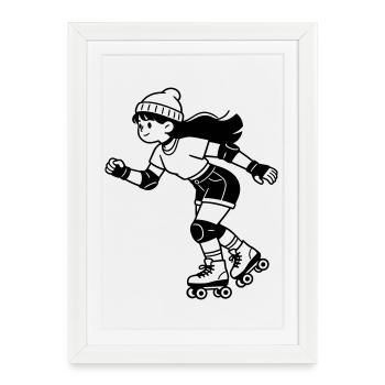 roller skates - Framed poster (27 × 37 cm) - white - Front