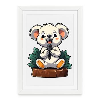 Little Koala Karaoke on Stage - Framed poster (27 × 37 cm) - white - Front