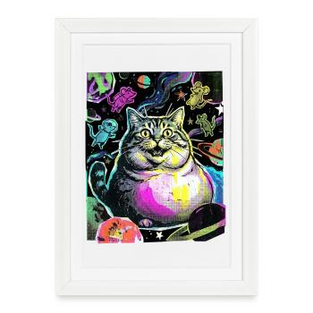 Chat de l’Espace Épais - Affiche encadrée (27 × 37 cm) - blanc - Devant