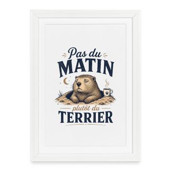 Pas du matin, plutôt terrier - Affiche encadrée (27 × 37 cm) - blanc - Devant