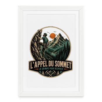 Appel du Sommet Grimpeur - Affiche encadrée (27 × 37 cm) - blanc - Devant