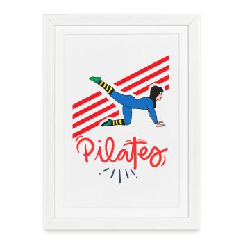 Pilates en mouvement sur lignes rouges - Affiche encadrée (27 × 37 cm) - blanc - Devant