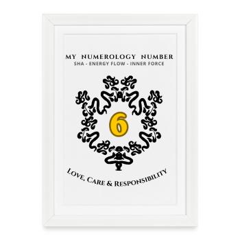 Number 6 Symbol of Love, Care and Responsibility - Framed poster (27 × 37 cm) - white - Front