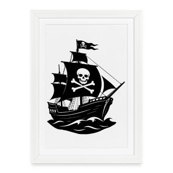 Bateau pirate - Affiche encadrée (27 × 37 cm) - blanc - Devant