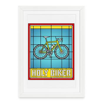 Saint Vélo en Verre Biker - Affiche encadrée (27 × 37 cm) - blanc - Devant