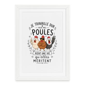 Poules qui méritent une vie - Affiche encadrée (27 × 37 cm) - blanc - Devant
