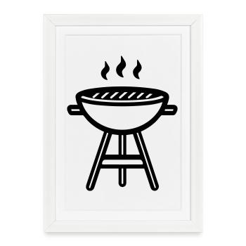 barbecue - Affiche encadrée (27 × 37 cm) - blanc - Devant