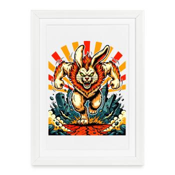 La rage du lapin monstre - Affiche encadrée (27 × 37 cm) - blanc - Devant