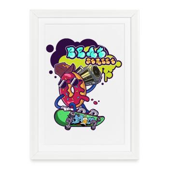 Donut Street Beat Boombox - Affiche encadrée (27 × 37 cm) - blanc - Devant