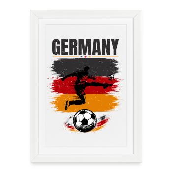 Maillot de supporter de football allemand - Football allemand - Affiche encadrée (27 × 37 cm) - blanc - Devant