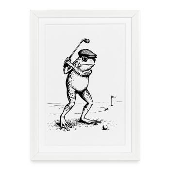 Funny Frog is playing golf - Framed poster (27 × 37 cm) - white - Front