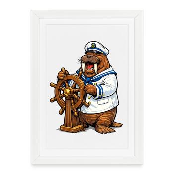 Morse en tant que marin - Affiche encadrée (27 × 37 cm) - blanc - Devant