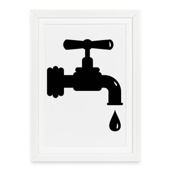 Un robinet qui goutte - Affiche encadrée (27 × 37 cm) - blanc - Devant