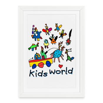 Kids World II - Framed poster (27 × 37 cm) - white - Front