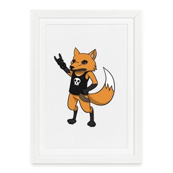 Rocker fox - Affiche encadrée (27 × 37 cm) - blanc - Devant