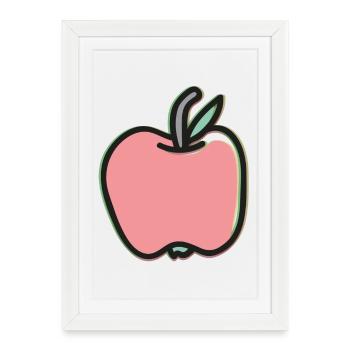 Dessin animé de pomme mignon – Illustration de fruit de Kawaii - Affiche encadrée (27 × 37 cm) - blanc - Devant