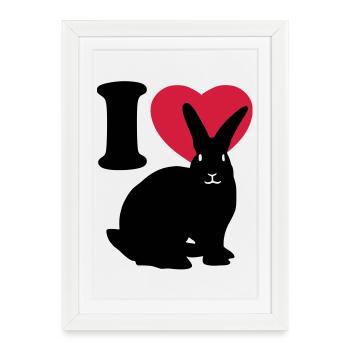 I love rabbits - J'aime des lapins - Affiche encadrée (27 × 37 cm) - blanc - Devant