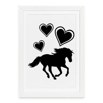 Horses, horse, riding, pony, cowboy, trot, Gallop - Framed poster (27 × 37 cm) - white - Front