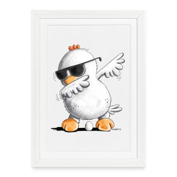 Dab Dance Chicken I Dabbendes Chicken I Dabbing Animals - Affiche encadrée (27 × 37 cm) - blanc - Devant