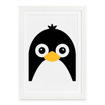 Visage de pingouin mignon - Affiche encadrée (27 × 37 cm) - blanc - Devant
