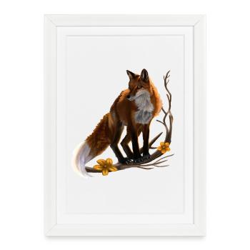 renard - Affiche encadrée (27 × 37 cm) - blanc - Devant