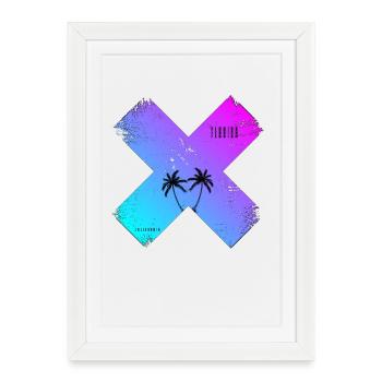 X-Palm Trees Beach Retro Floride Californie - Affiche encadrée (27 × 37 cm) - blanc - Devant