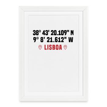 Timbre municipal de Lisboa - Coordonnées de Lisbonne - Affiche encadrée (27 × 37 cm) - blanc - Devant