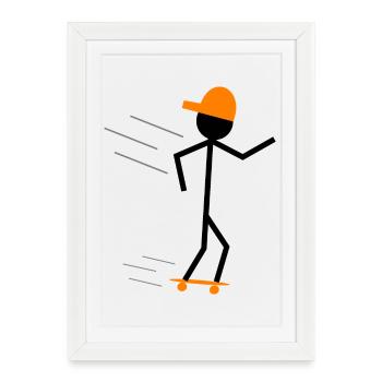 stickman skater - Framed poster (27 × 37 cm) - white - Front