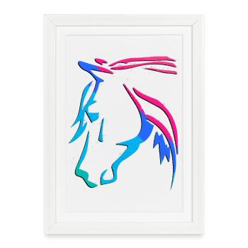 Équitation - Cavalier - Sport équestre - Tête de cheval cool - Affiche encadrée (27 × 37 cm) - blanc - Devant