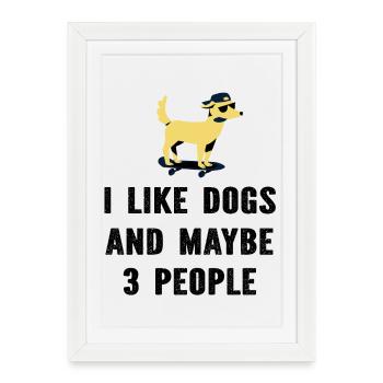 Chiens Chiens - Affiche encadrée (27 × 37 cm) - blanc - Devant