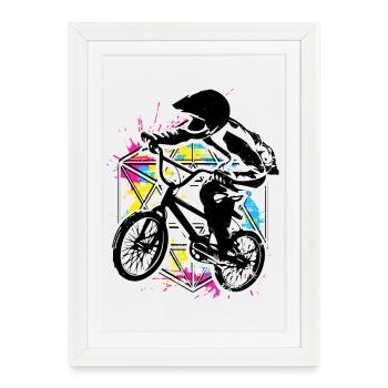 Bmx Racing Retro Bunt - Bmx Fahrrad - Bmx Bike - Framed poster (27 × 37 cm) - white - Front