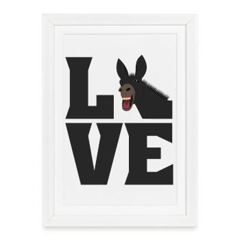 LOVE Muli Donkey Love cheval mulet - Affiche encadrée (27 × 37 cm) - blanc - Devant