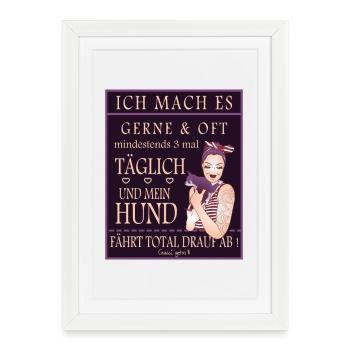 Hunde Tage gassi gehn - Gerahmtes Poster (27 × 37 cm) - Weiß - Vorne