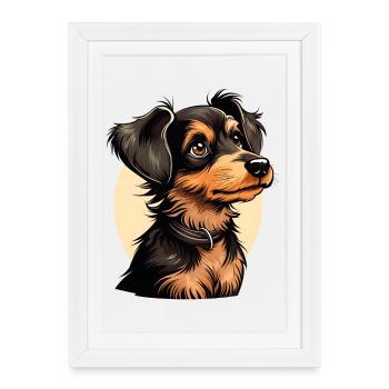 Mignon design de chien / Design joyeux - animal de compagnie - Affiche encadrée (27 × 37 cm) - blanc - Devant