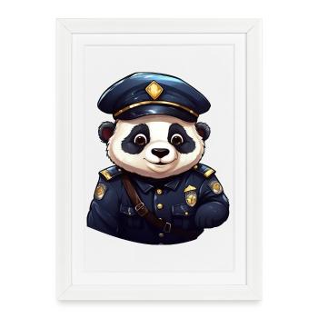 Policier panda - Affiche encadrée (27 × 37 cm) - blanc - Devant