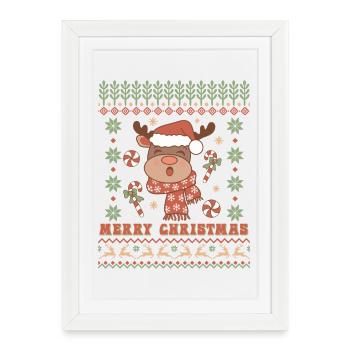 Pull de Noël moche - Affiche encadrée (27 × 37 cm) - blanc - Devant